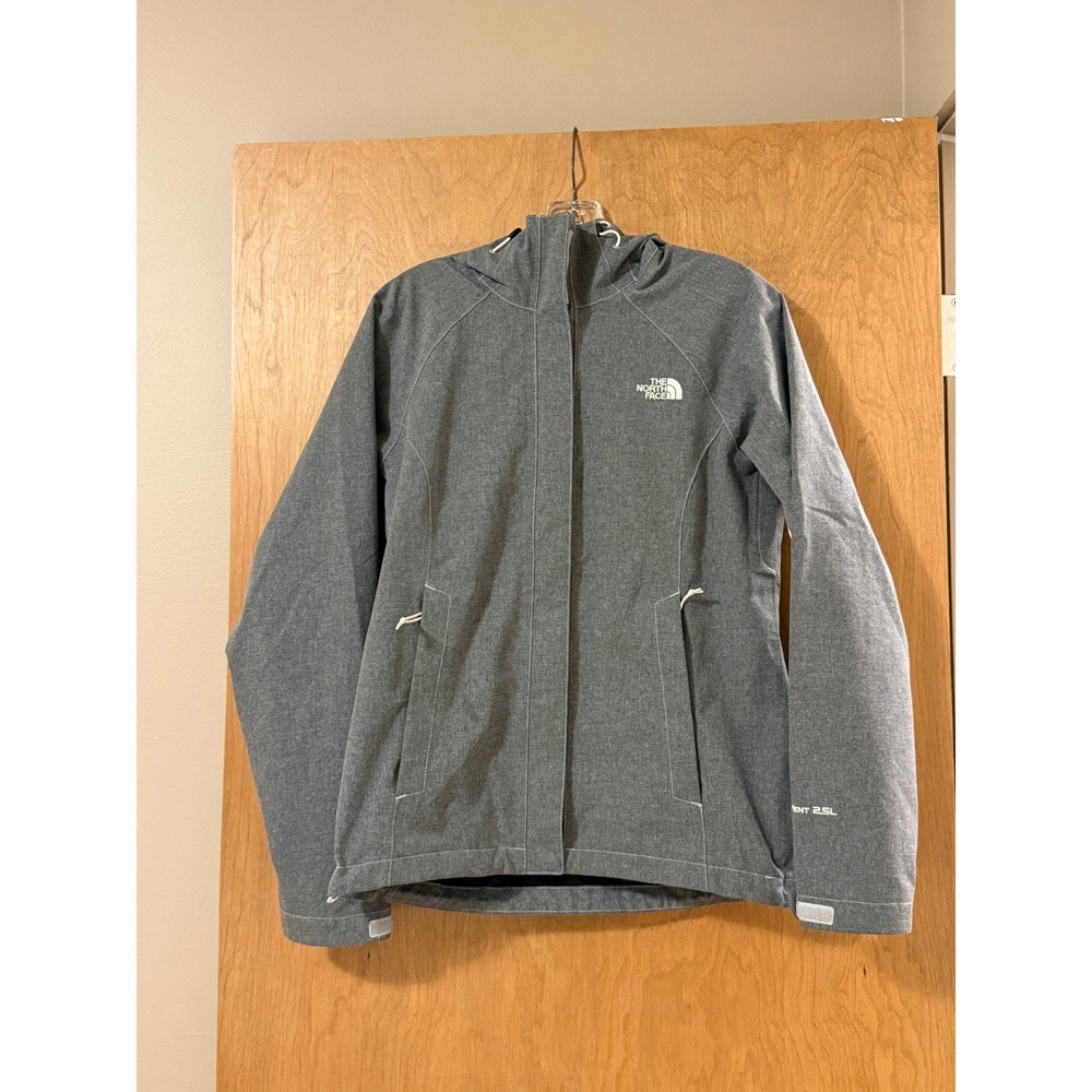 The North Face HyVent 2.5L Rain Jacket Womens S Gray Hooded Waterproof Zip
